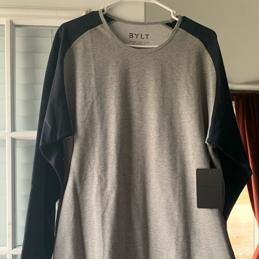 BYLT long sleeve T-shirt. Lux style. Grey/blue color.